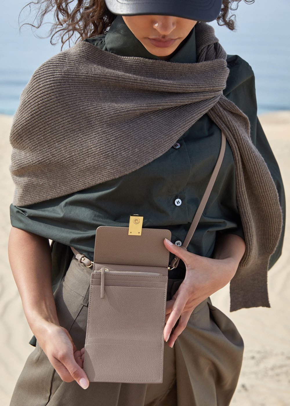 Polene Numéro Sept Crossbody Šedé Hnědé | CZ PWRG03